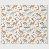 Kind Safari gepersonaliseerd Cadeaupapier (Vlak)