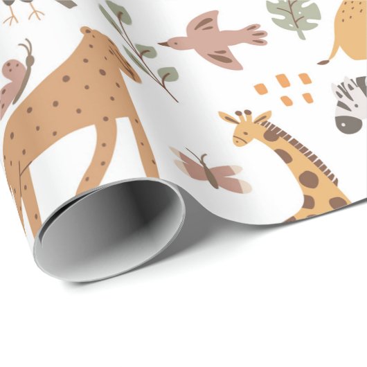 Kind Safari gepersonaliseerd Cadeaupapier (Rol Hoek)