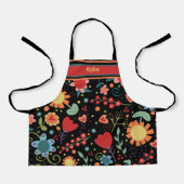 Kind Schattigee bloemige kleurrijke naam koken Schort (Voorkant)