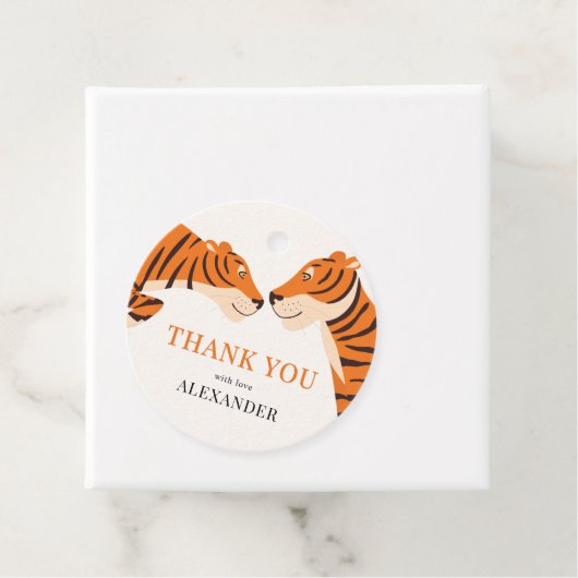 Kind Schattigee Safari Tijger Dank u Verjaardag Bedankjes Labels (In situ)