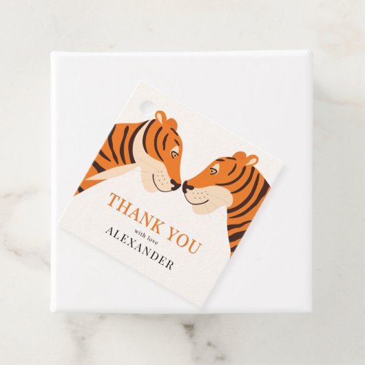 Kind Schattigee Safari Tijger Dank u Verjaardag Bedankjes Labels (In situ)