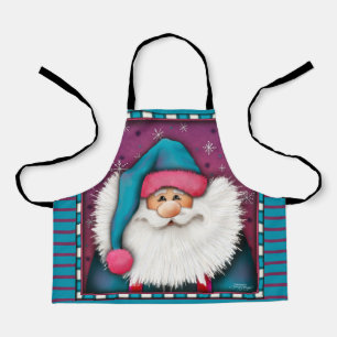 Kind Schattigee Santa Gepersonaliseerd Naam Blauw  Schort