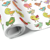 Kind Schattigee Vogels Patroon Branch Milieu Cadeaupapier (Rol Hoek)