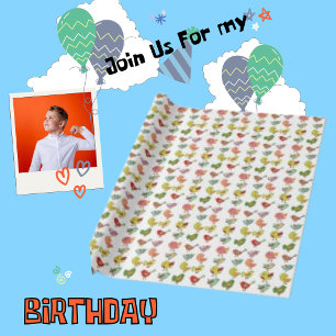 Kind Schattigee Vogels Patroon Branch Milieu Cadeaupapier