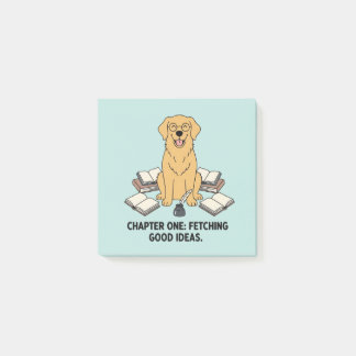 Kind Scholar Golden Retriever Bookish Yellow Art Post-it® Notes