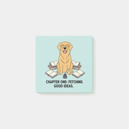 Kind Scholar Golden Retriever Bookish Yellow Art Post-it® Notes (Voorkant)