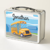 Kind schoolbus met twee kinderen Metal Lunch Box (Achterkant)