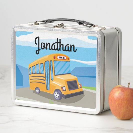 Kind schoolbus met twee kinderen Metal Lunch Box (In situ)