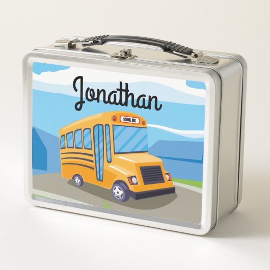 Kind schoolbus met twee kinderen Metal Lunch Box (Voorkant)
