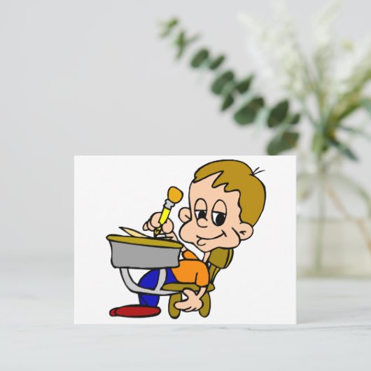 Kind schrijven op bureau briefkaart (Staand voorkant)