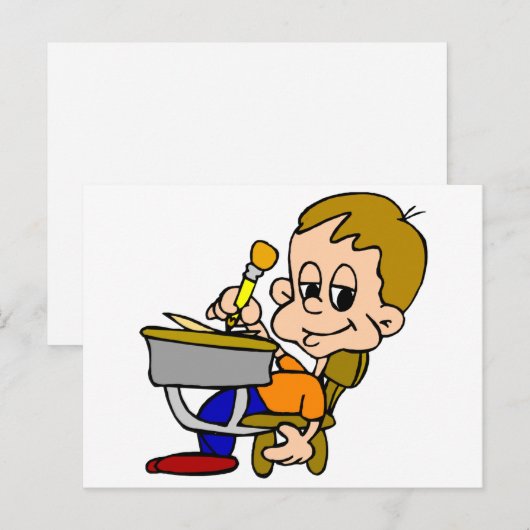 Kind schrijven op bureau briefkaart (Voorkant / Achterkant)