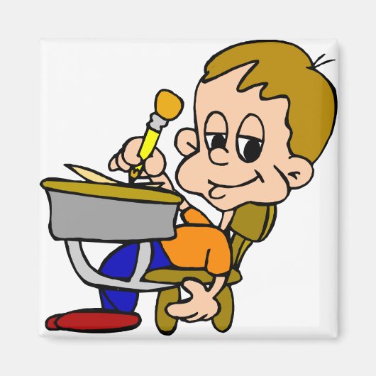 Kind schrijven op bureau magneet (Voorkant)