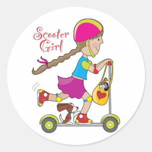 Kind scooter ronde sticker