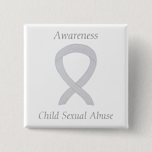 Kind Seksueel misbruik Waakzaamheid Witte lintjes Vierkante Button 5,1 Cm