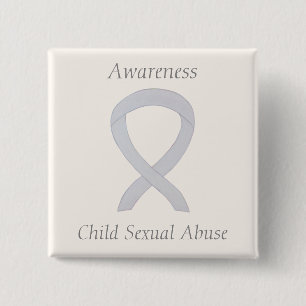 Kind Seksueel misbruik Waakzaamheid Witte lintjes Vierkante Button 5,1 Cm