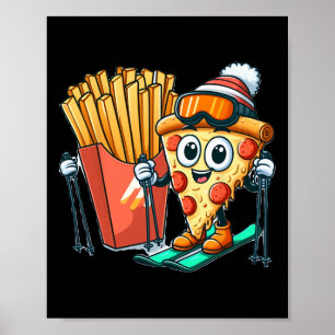 Kind Ski Lesson Pizza Frans Fry Skiën Poster