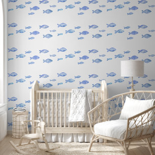 Kind Slaapkamer Baby Blue zee Vis Behang