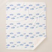 Kind Slaapkamer Baby Blue zee Vis Sherpa Deken (Voorkant)