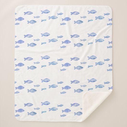 Kind Slaapkamer Baby Blue zee Vis Sherpa Deken (Voorkant)