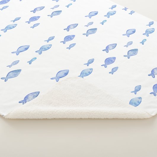Kind Slaapkamer Baby Blue zee Vis Sherpa Deken (3/4)