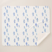 Kind Slaapkamer Baby Blue zee Vis Sherpa Deken (Voorkant (horizontaal))