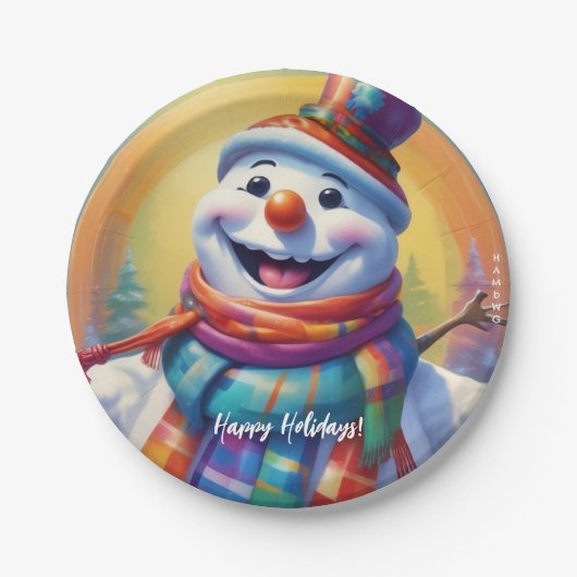 Kind Snowman Paper Borden HAMbyWG Papieren Bordje (Voorkant)