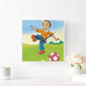 Kind Soccer Football Clock Vierkante Klok (Huis)