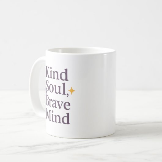 Kind Soul, Brave Mind Inspirational Mug for GentLE Koffiemok (Voorkant links)