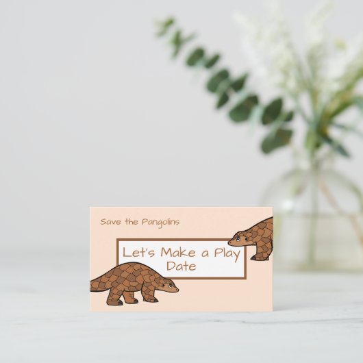 Kind speeldatum Pangolin Visitekaartje (Staand voorkant)