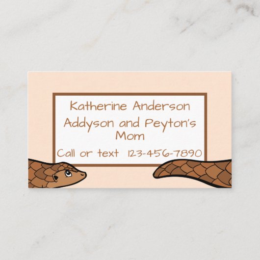 Kind speeldatum Pangolin Visitekaartje (Achterkant)