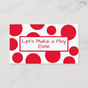 Kind speeldatum Red Polka Dot Visitekaartje