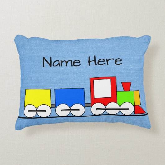 Kind - Speelgoed-stoomtrainkussen met naam Accent Kussen (Voorkant)