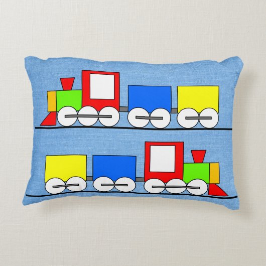 Kind - Speelgoed-stoomtrainkussen met naam Accent Kussen (Achterkant)