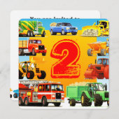 Kind Speelgoed vrachtwagens 2e verjaardag Kaart (Voorkant / Achterkant)