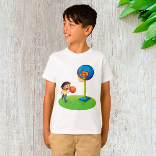 Kind speelt basketbal met basketplezier sporten t-shirt