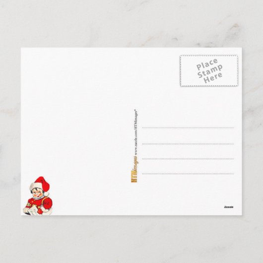 Kind speelt de kerstman feestdagenkaart (Achterkant)