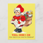 Kind speelt de kerstman feestdagenkaart (Voorkant)