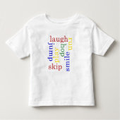 Kind spelen, lachen, rennen, tipografische t-shirt (Voorkant)