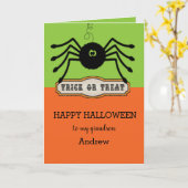 Kind Spider Happy Halloween Kleinzoon Kaart (Gele Bloem)