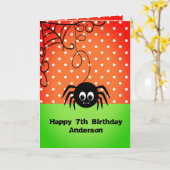 Kind Spooky Spider Verjaardag Halloween Kaart (Gele Bloem)