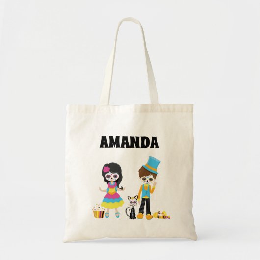Kind Sugar Skull - Gepersonaliseerde halloween tru Tote Bag (Voorkant)