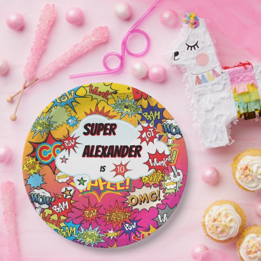 Kind superheld Geweldige Comic Birthday Paper Bord (Feest)