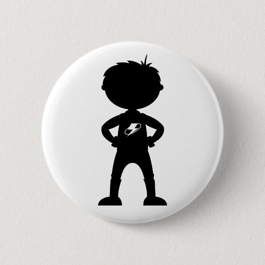 Kind Superheld Silhouette Badge Ronde Button 5,7 Cm (Voorkant)