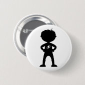 Kind Superheld Silhouette Badge Ronde Button 5,7 Cm (Voorkant /achterkant)
