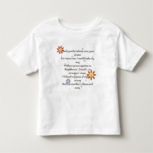Kind T - Lof gedicht Kinder Shirts (Voorkant)