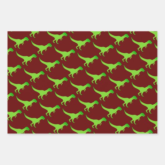 Kind t-rex dinosaurusvormig patroon van inpakblade inpakpapier vel (Voorkant 2)