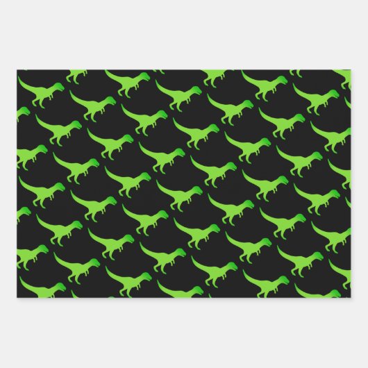 Kind t-rex dinosaurusvormig patroon van inpakblade inpakpapier vel (Voorkant)