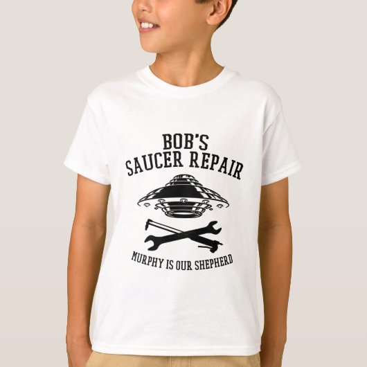 kind T-shirt zwart Bob Saucer Repair logo (Voorkant)
