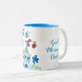 Kind Tekening, Kleurrijk Kasteel Tweekleurige Koffiemok (Voorkant rechts)