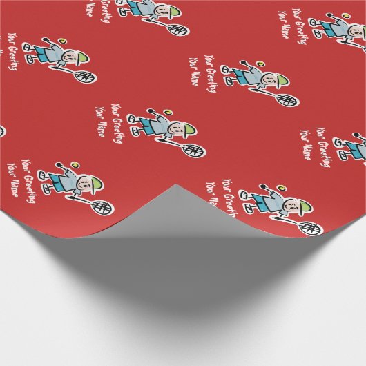 Kind tennis cartoon aangepast op feestdag en kerst cadeaupapier (Hoek)